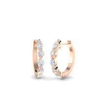 18K Natural Marquise and Round Diamond Hoop