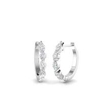 18K Natural Marquise and Round Diamond Hoop