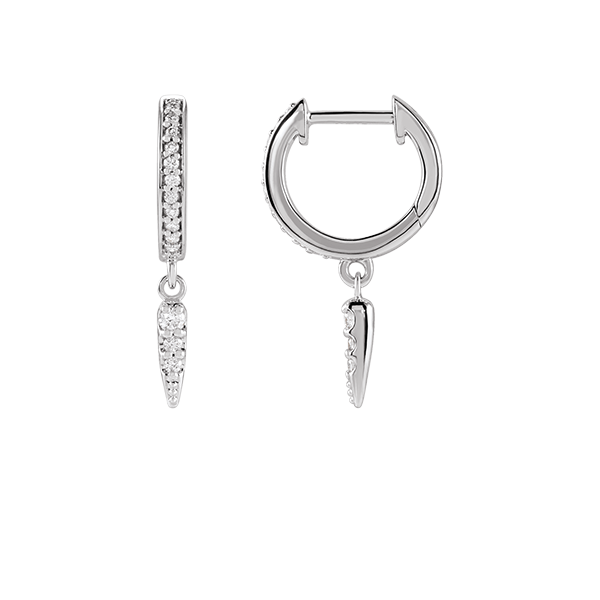 14K Natural Diamond Spike Hoop Earring