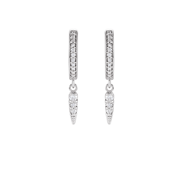 14K Natural Diamond Spike Hoop Earring