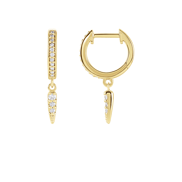 14K Natural Diamond Spike Hoop Earring