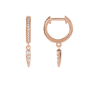 14K Natural Diamond Spike Hoop Earring