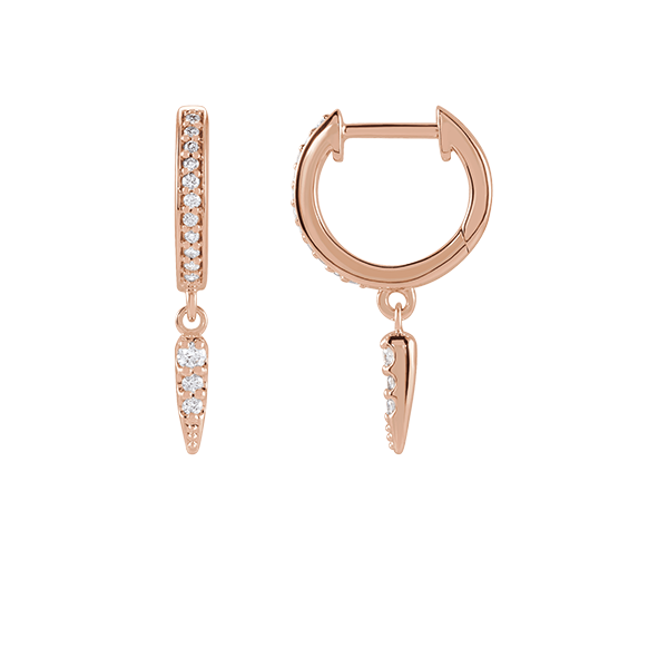 14K Natural Diamond Spike Hoop Earring