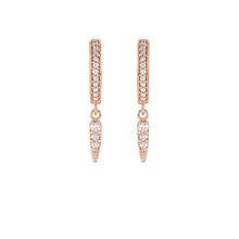 14K Natural Diamond Spike Hoop Earring