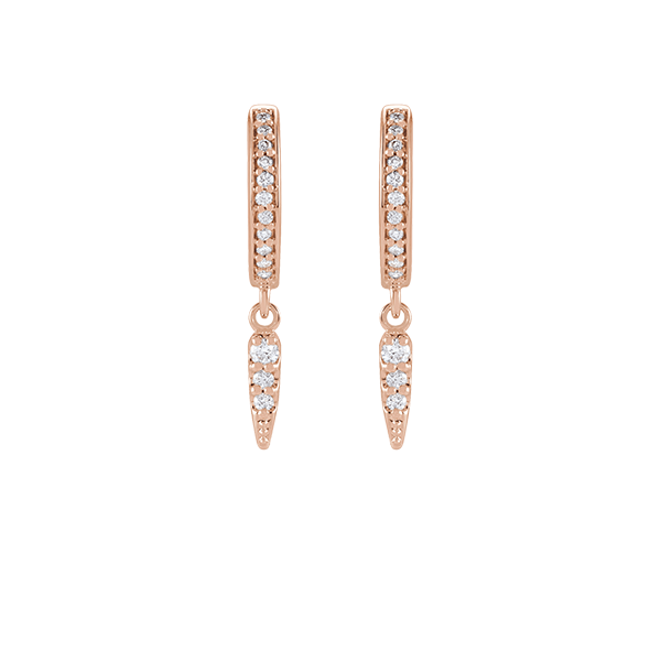 14K Natural Diamond Spike Hoop Earring