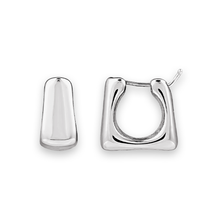 Silver Square Hinged Hoop Earrings