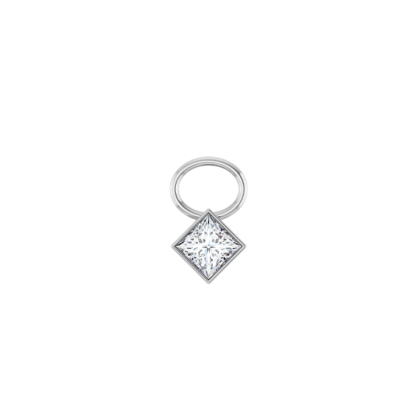 14K Diamond Square Shape Earring Dangle