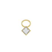 14K Diamond Square Shape Earring Dangle