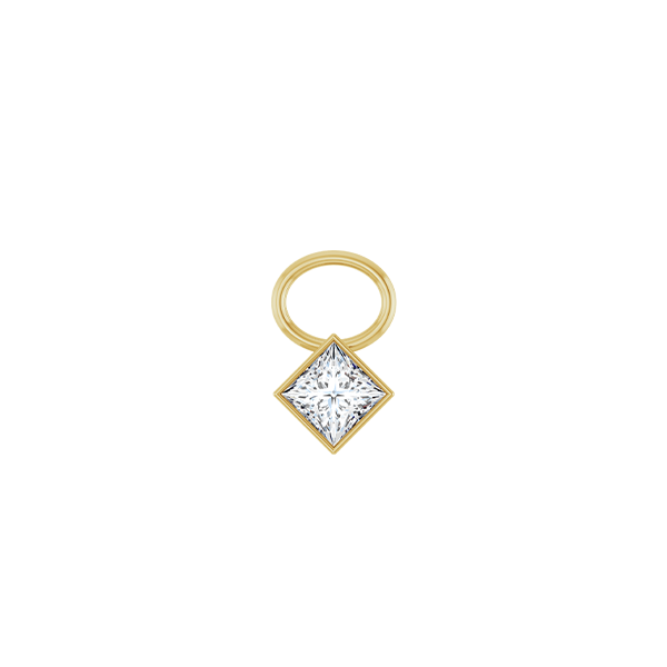 14K Diamond Square Shape Earring Dangle
