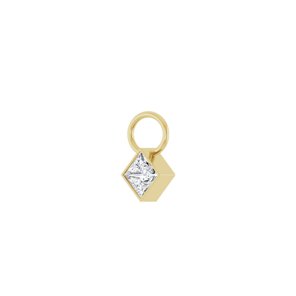 14K Diamond Square Shape Earring Dangle