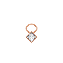 14K Diamond Square Shape Earring Dangle