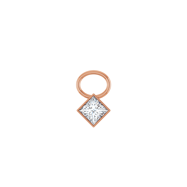 14K Diamond Square Shape Earring Dangle