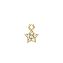 14K Natural Diamond Star Earring Dangle