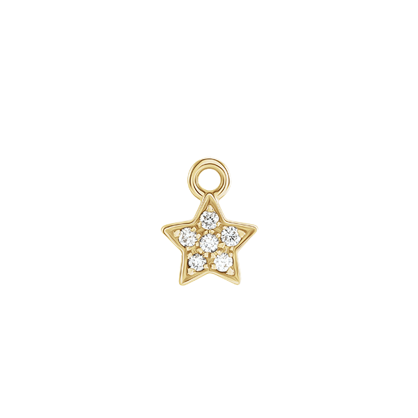 14K Natural Diamond Star Earring Dangle