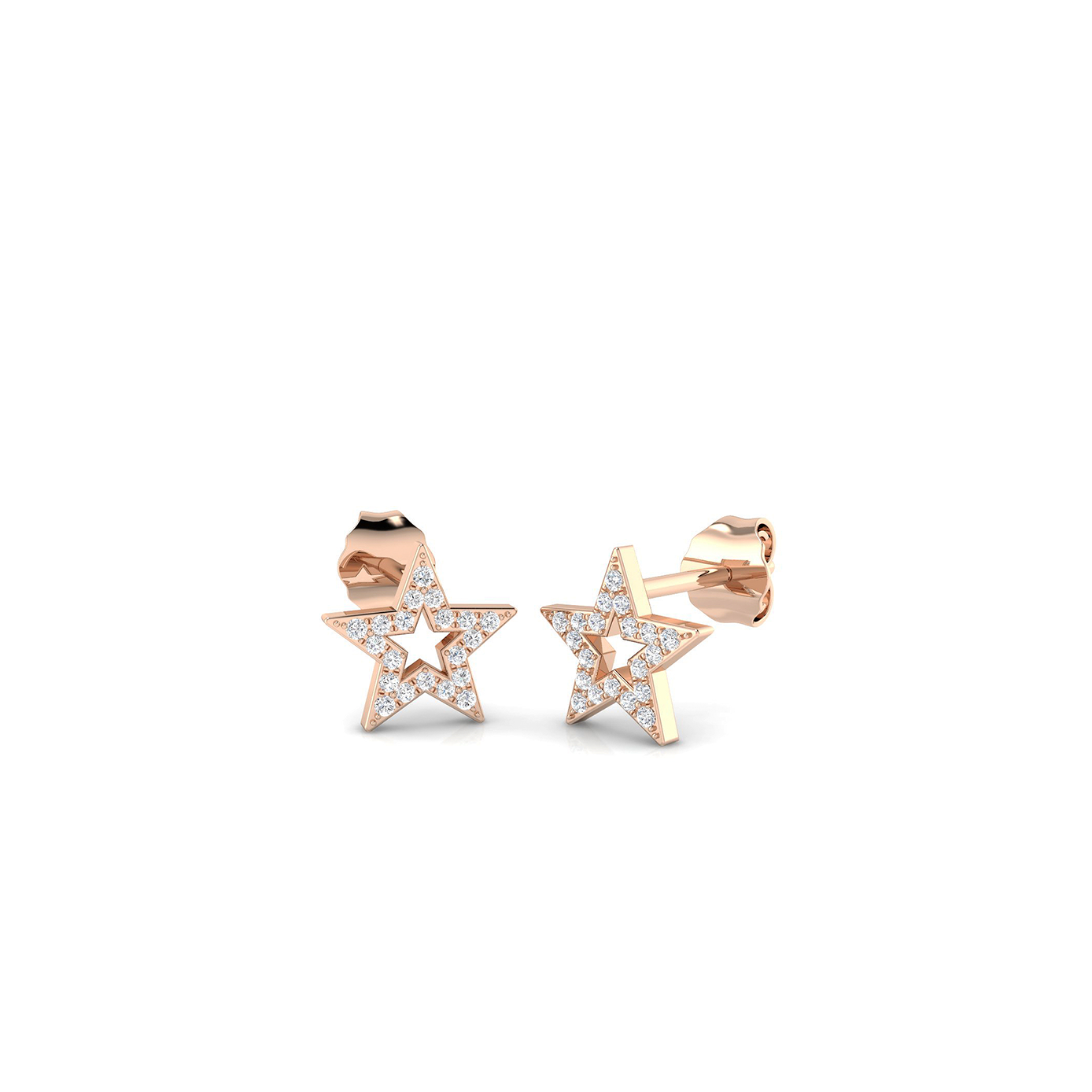 18K Natural Diamond Star Stud