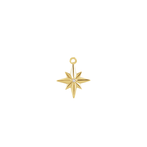 14K Natural Diamond Celestial Star Dangle