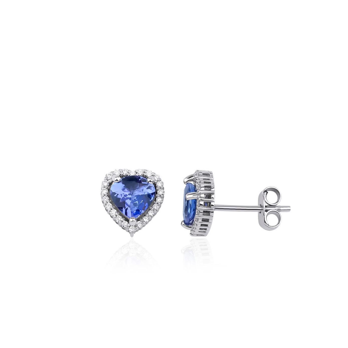 14K Natural Tanzanite and Natural Diamonds Stud