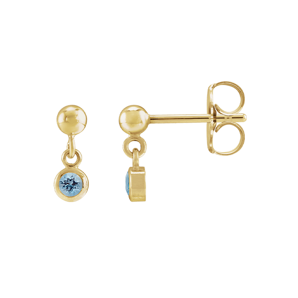 14K Natural Gemstone Micro Set Drop Earring