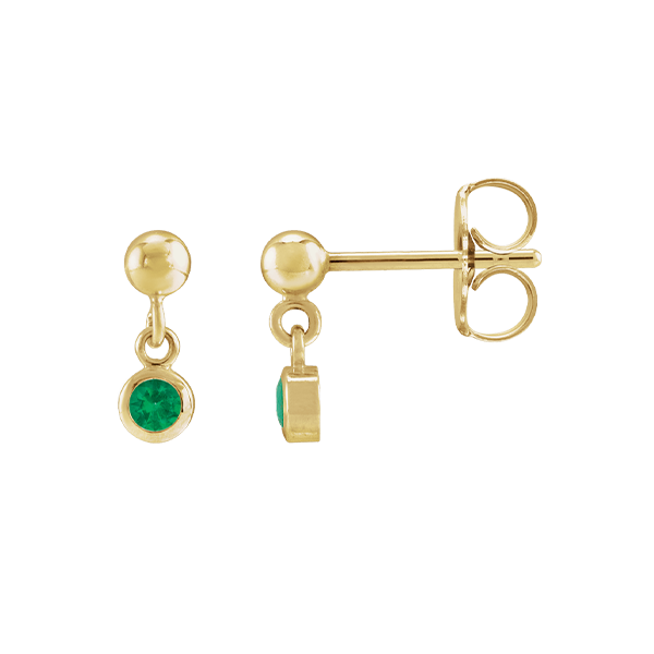 14K Natural Gemstone Micro Set Drop Earring