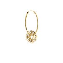 14K Natural Diamond Star Wheel Earring Dangle