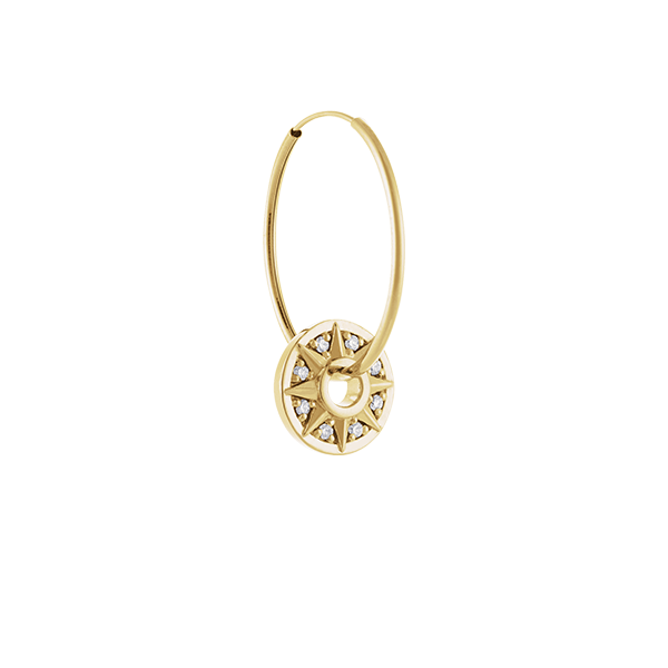 14K Natural Diamond Star Wheel Earring Dangle