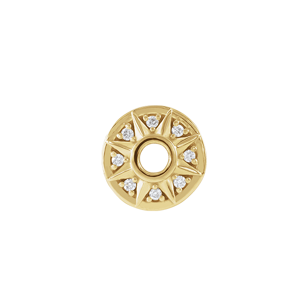 14K Natural Diamond Star Wheel Earring Dangle
